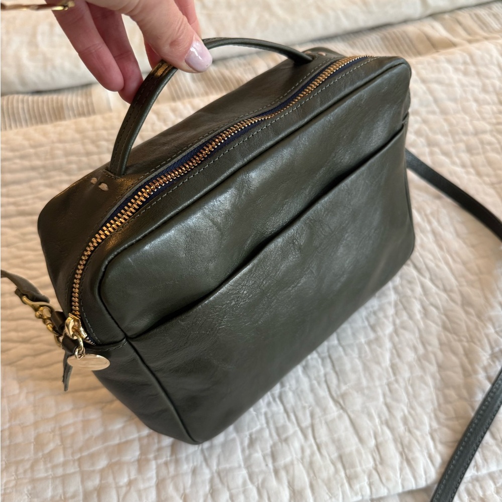Clare V Green Mirabel Leather Crossbody Bag